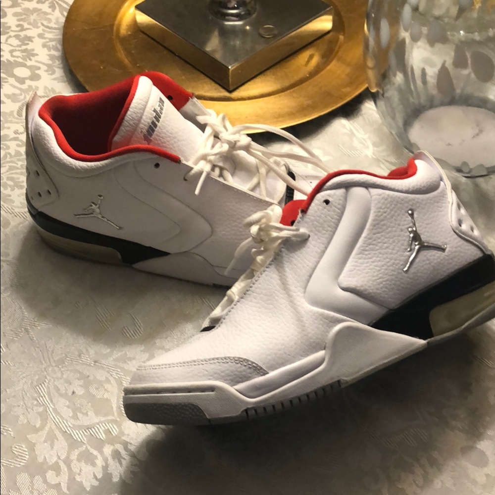 White and Red Air Jordan Sneakers